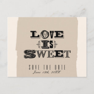 O AMOR É DOCE Convite de Noivado Beige Vintage