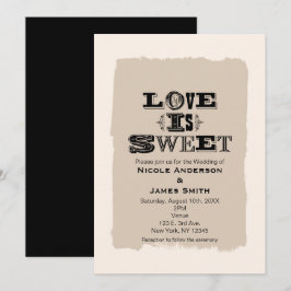 O AMOR É DOCE Convites de Casamento Vintage Bege