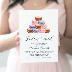 O Amor é Doce (Macaron) Convite para Chá de Noiv