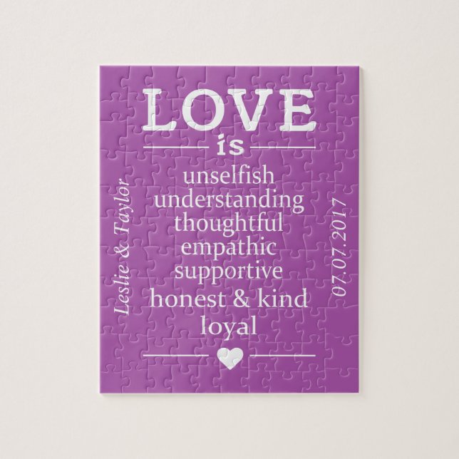 O amor é… nomes, data & quebra-cabeça feitos sob (Vertical)