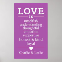 O amor é ... nomes personalizados e poster de cor