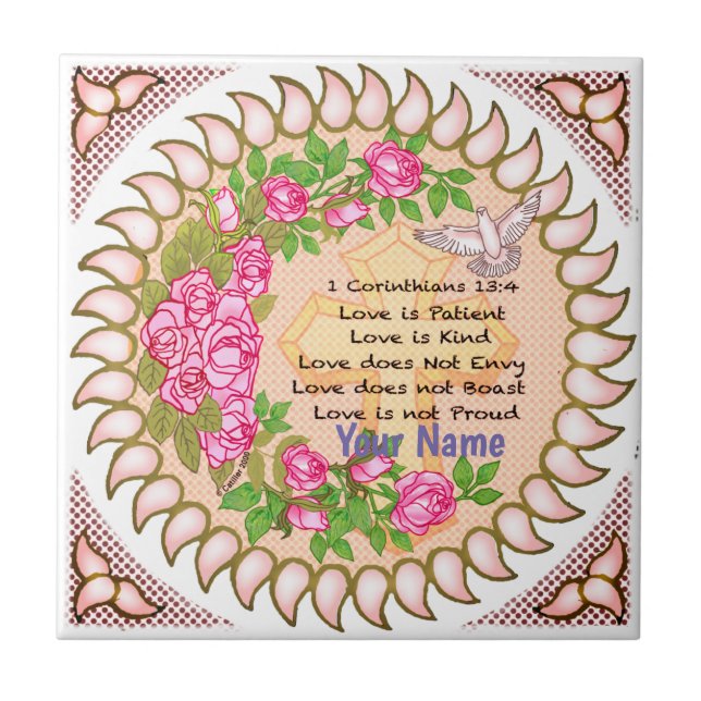 O amor é o azulejo da Cruz Cristã Paciente (Frente)