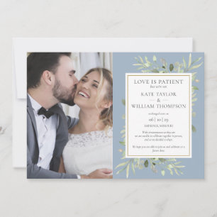 O Amor é Paciente Anúncio de Casamento Dusty Blue