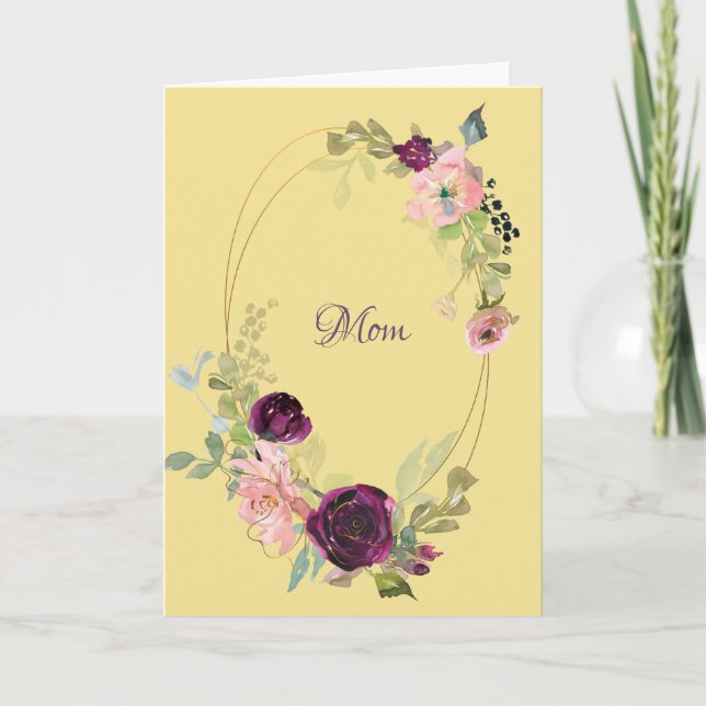 O Amor é Paciente Rosa Roxa Cartão do Dia das Mães (Frente)