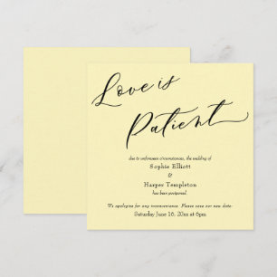 O amor é Patient Amarelo Pálido Cartão de Casament