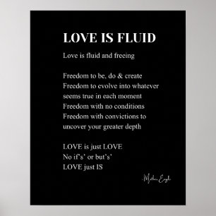 O amor é poema fluido poesia wall art poster black
