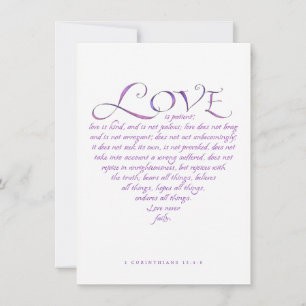 O amor é uma citação caligrafia azul/roxo