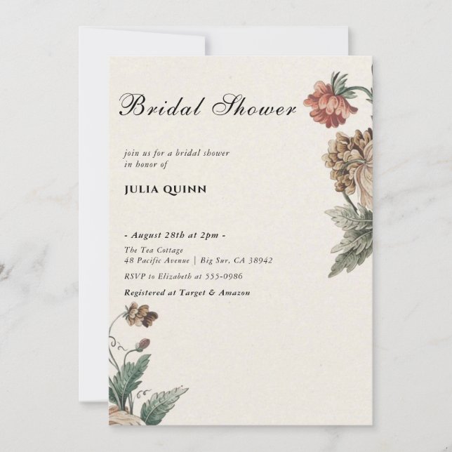 o amor está em convites de chá de panela florescen (Frente)