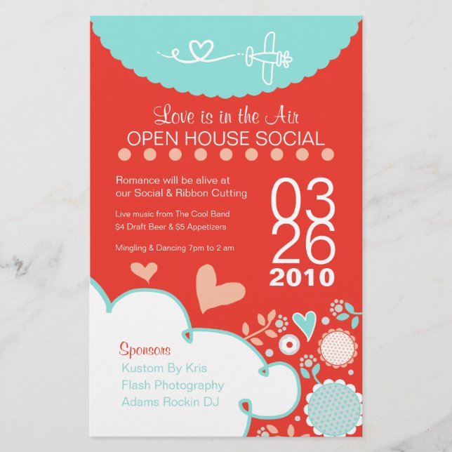 O amor está no Air Open House Flyer (Frente)