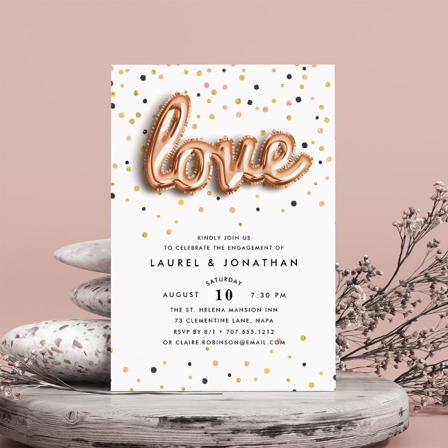 O amor está no ar | Convite à Festa de noivado (Criador carregado)