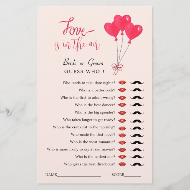 O amor está no jogo do Chá dos Adivinhados do Ar (Frente)