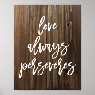 O amor persevera sempre no poster da madeira   do