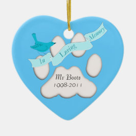 o animal de estimação no ornamento azul da memória