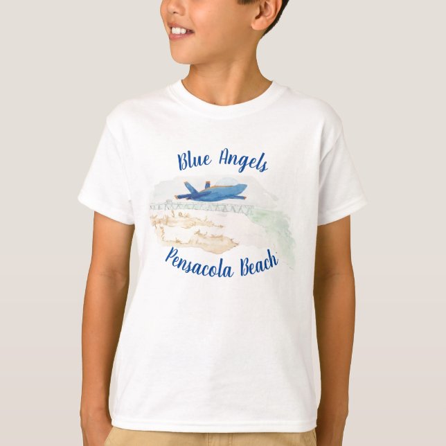 O anjo azul na praia caçoa a camisa de T (Frente)