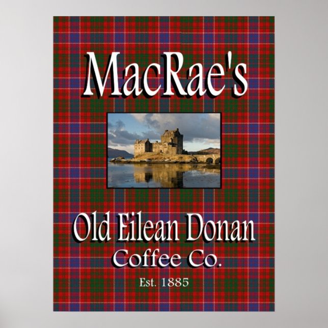 O Antigo Eilã Donan Coffee Co. Poster de MacRae (Frente)