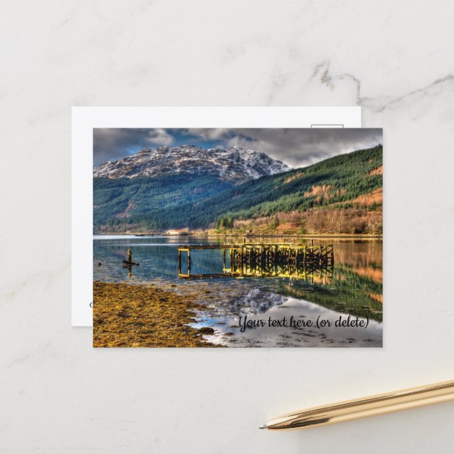 O antigo píer, Loch Long, Arrochar, Cartão postal (Frente/Verso In Situ)