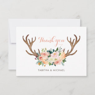 O Antler floral cora cartões de agradecimentos