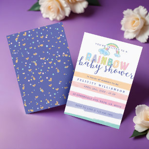 O arco-íris da aguarela listra o convite do chá 