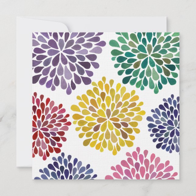 O arco-íris do casamento floresce convite (Frente)