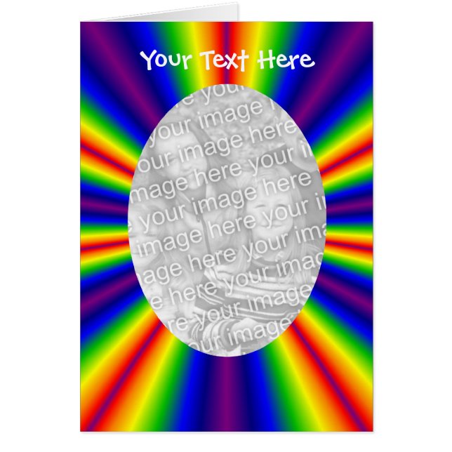 O Arco-Íris Raios Design Seu Cartão com fotos (Frente)