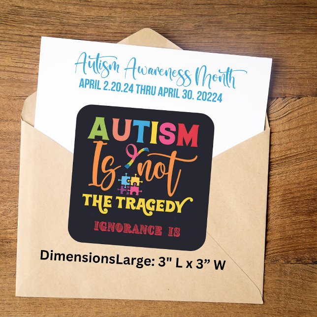 O Autismo Não É A Tragédia - Os Autocolantes Da Co (Autism Is Not The Tragedy - Square Awareness Stickers.)