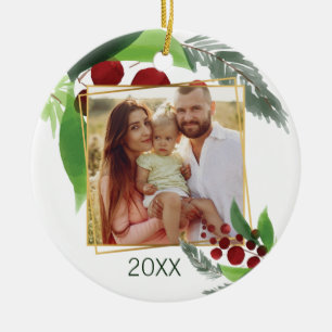 O azevinho ramifica enfeites de natal da foto