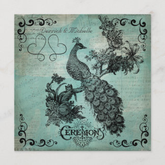 O azul canta um convite do casamento do pavão da