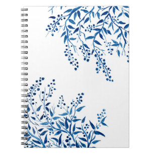 O azul ramifica caderno espiral da aguarela