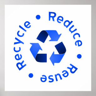 O azul reduz o poster do reciclar reusar