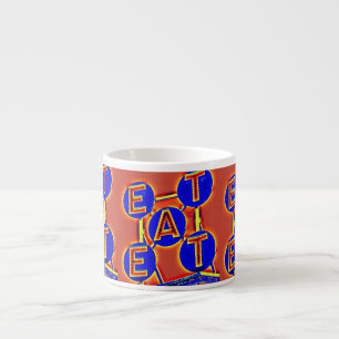 o azul/vermelho come a caneca do café