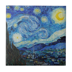O Azulejo de cerâmica Vincent Van Gogh na Noite Es
