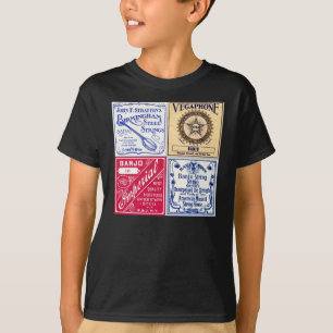 O banjo amarra o t-shirt curto escuro da luva do