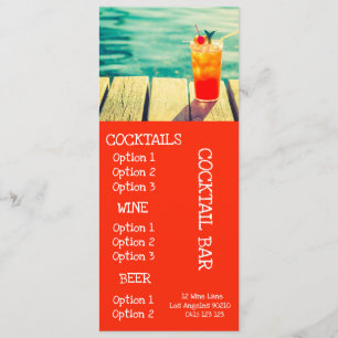 O bar do cocktail bebe o menu