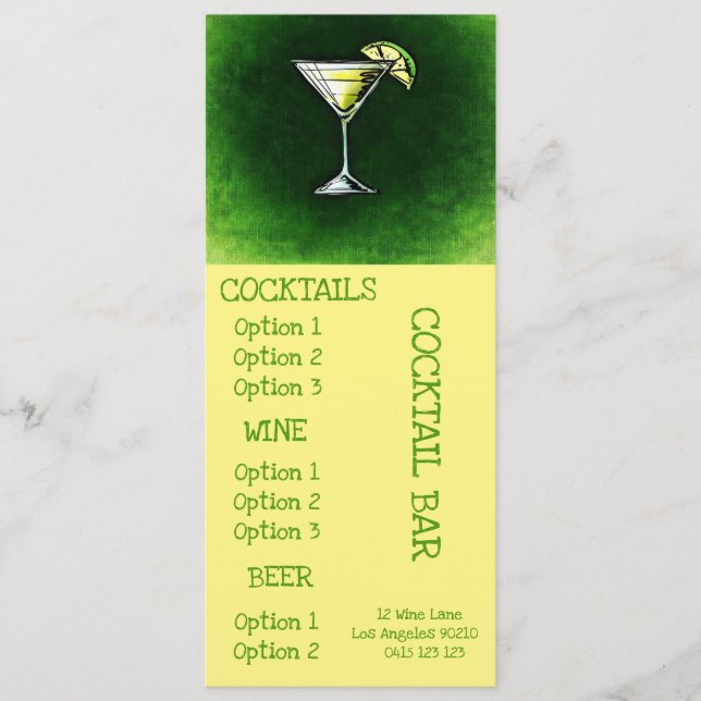 O bar do cocktail bebe o menu (Frente)