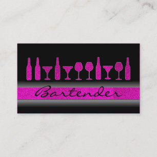 O barman cor-de-rosa do brilho bebe o cartão de