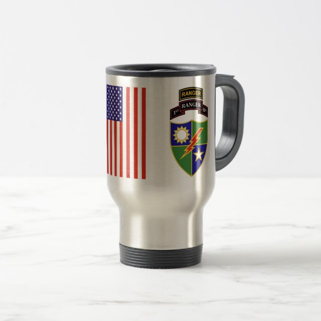 ø batalhão - 75th caneca de viagem da guarda (Frente Esquerda)