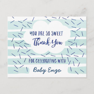 O bebé azul polvilha o obrigado você cartões