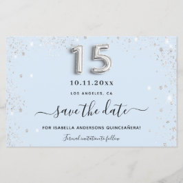 O bebê da Quinceanera, azul, reluz prata, salve a 