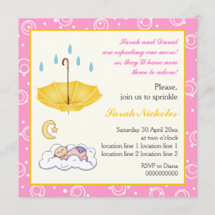 O bebé de sono polvilha o convite amarelo