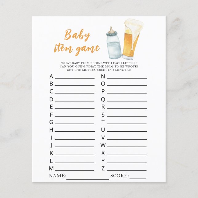 O bebê está preparando cerveja chá de bebê Jogo de (Frente)