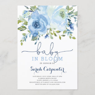 O bebê no convite para o garoto floral azul de Bl