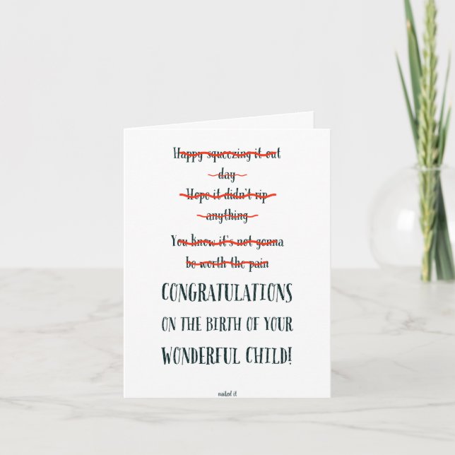 O bebê novo engraçado "pregou-o" cartão (Frente)