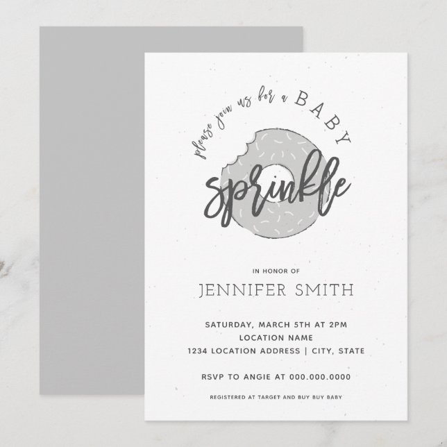 O bebê polvilha o convite neutro da filhós do (Frente/Verso)