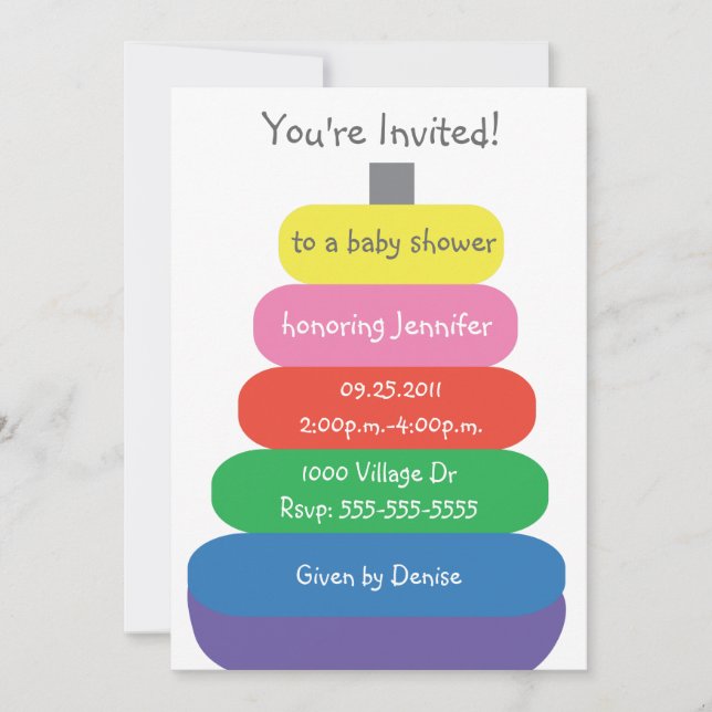 O bebê soa o convite multicolorido do chá de (Frente)