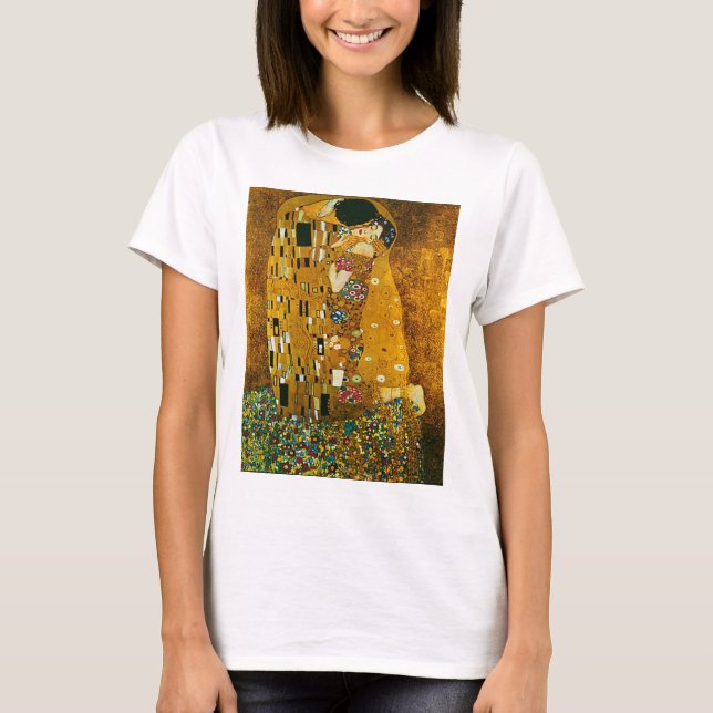 "O Beijo" de Gustav Klimt, Circle T-Shirt (Frente)