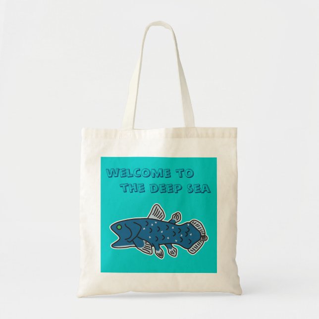 O bolsa "BOA VINDA de Coelacanth ao MAR PROFUNDO " (Frente)