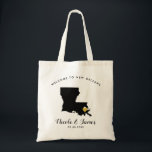 O bolsa do saco da boa vinda do casamento do<br><div class="desc">Saco do presente da boa vinda do fim de semana do casamento para fora de convidados da cidade a seu casamento,  caracterizando a imagem de Louisiana,  com coração do ouro.  Encha o bolsa com seus presentes favoritos.</div>