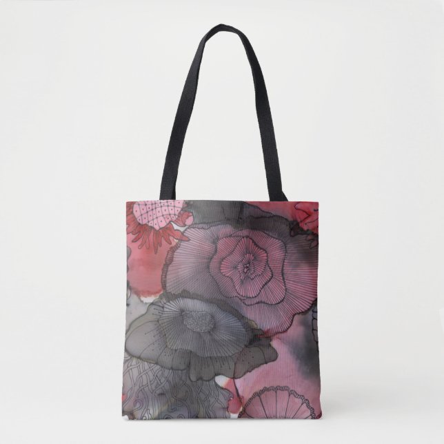 O bolsa floral vermelho/preto (Frente)