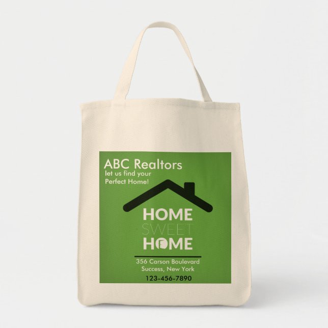 O bolsa Home doce Home verde do mantimento (Frente)