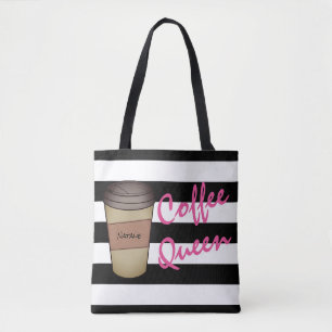 O bolsa listrado personalizado da rainha do café